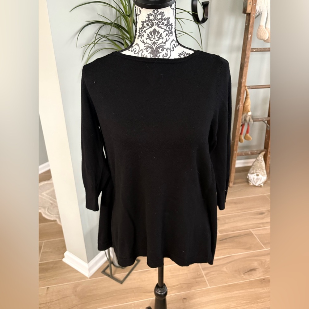 Women's Black mixed media size sweater top large